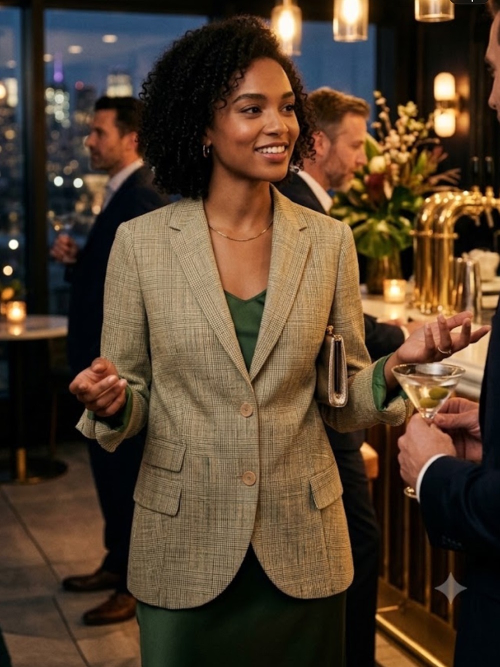 Akris Tan Plaid Single-Breasted Blazer